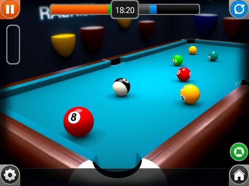 8 बॉल पूल गेम इंटरफेस