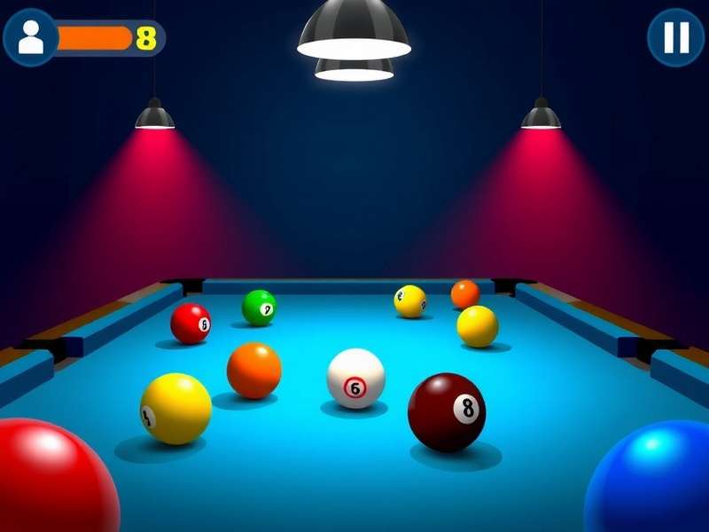 8 बॉल पूल 2 प्लेयर गेम इंटरफेस