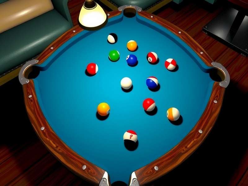 8 बॉल पूल टेबल और गेंदें