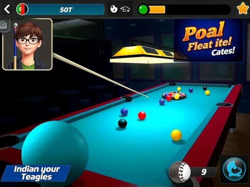 8 बॉल पूल गेमप्ले दृश्य