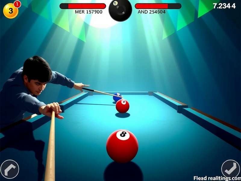 8 बॉल पूल गेम का गेमप्ले स्क्रीनशॉट