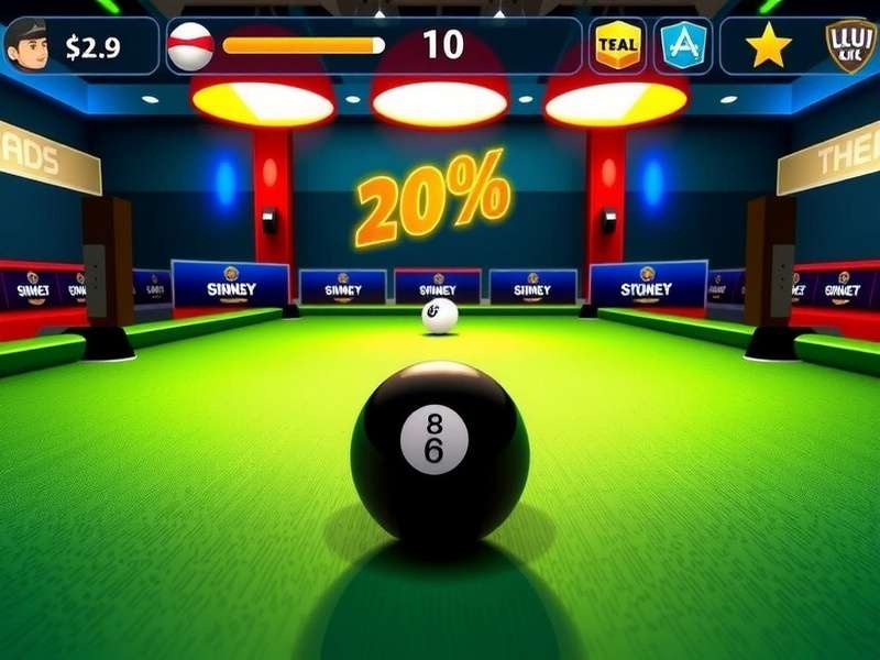 8 बॉल पूल गेम इंटरफेस