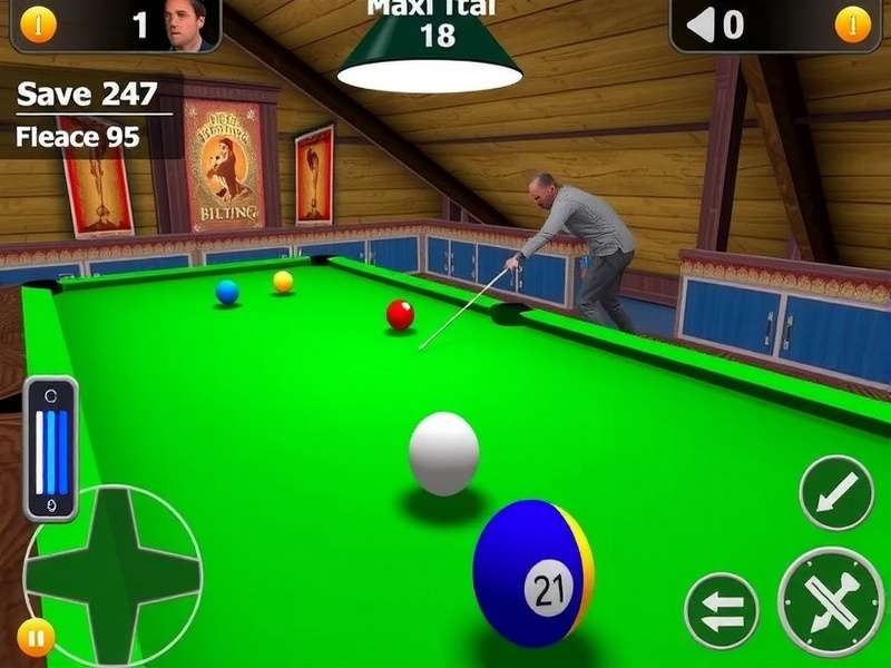 8 Ball Pool table setup with cues and balls