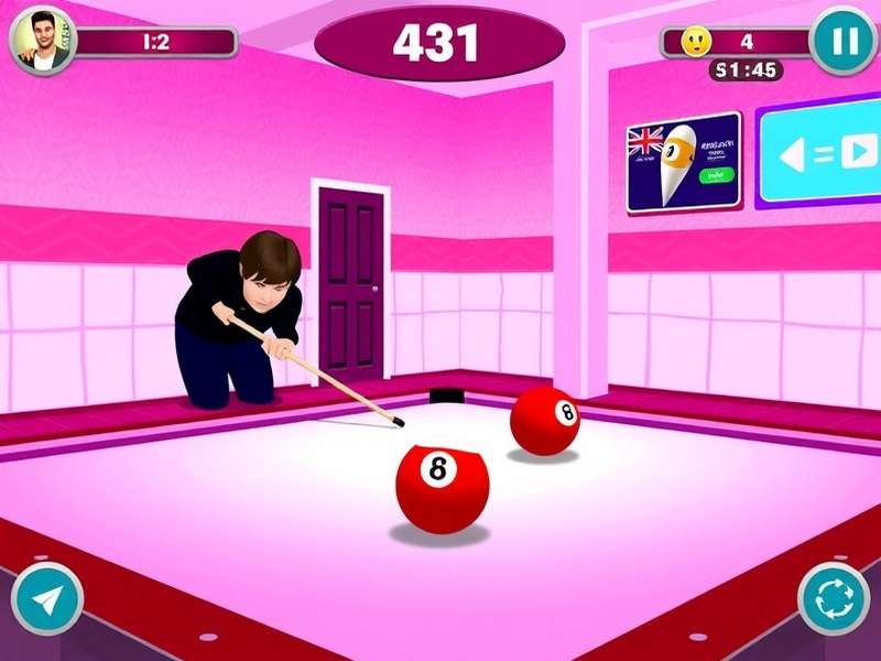 Complex 8 Ball Pool trick shot involving multiple rails