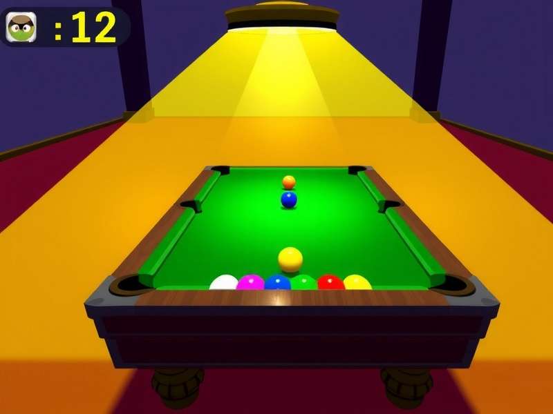 Professional 8 Ball Pool game setup with cue ball and striped balls