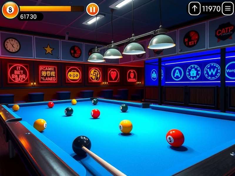 Professional 8 Ball Pool table setup with perfect lighting