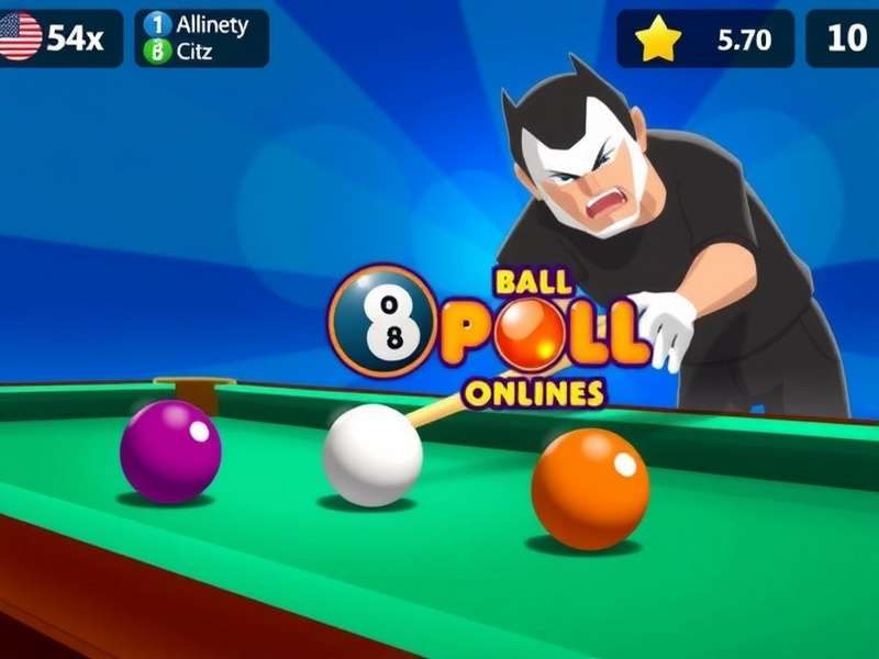 Professional 8 Ball Pool table with cues and balls