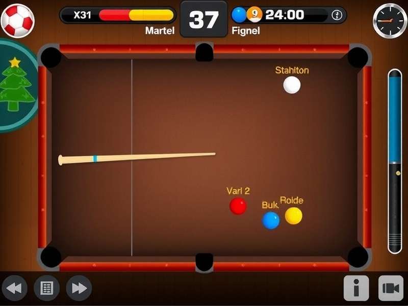 Geometric angles and force vectors overlaid on an 8 Ball Pool table