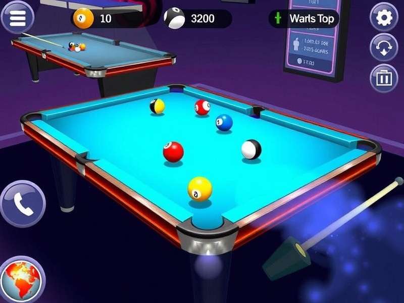 Professional 8 Ball Pool game setup with cue and balls
