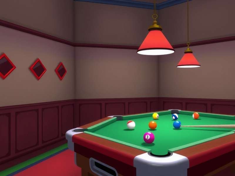 8 Ball Pool green table with balls racked in triangle formation, India edition