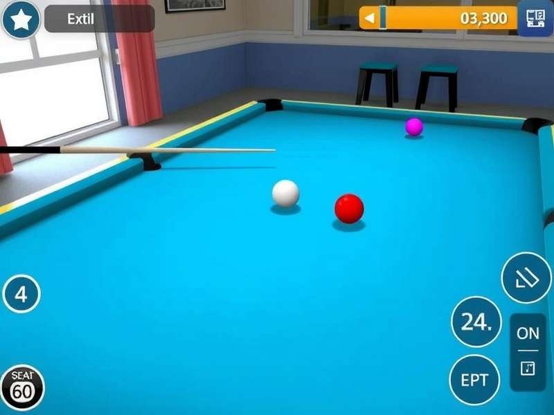 8 Ball Pool table with balls racked, cue stick ready for break shot in India