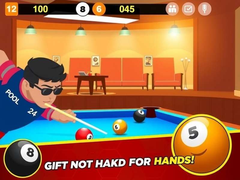 8 Ball Pool green table with cue ball and numbered balls arranged in triangle, focus on aiming technique