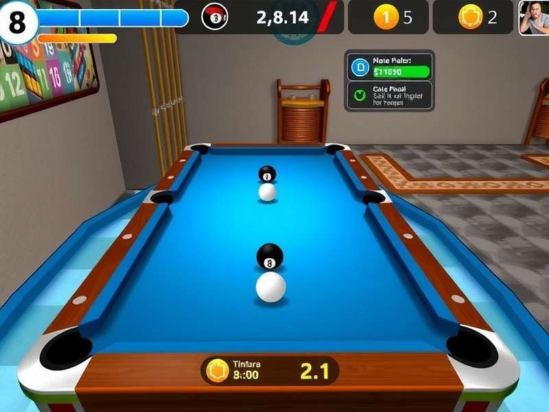 8 Ball Pool table setup in an Indian billiard club with players practicing shots