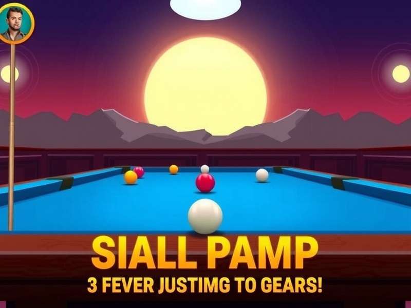 8 Ball Pool PC game interface showing a pool table with balls racked for break shot