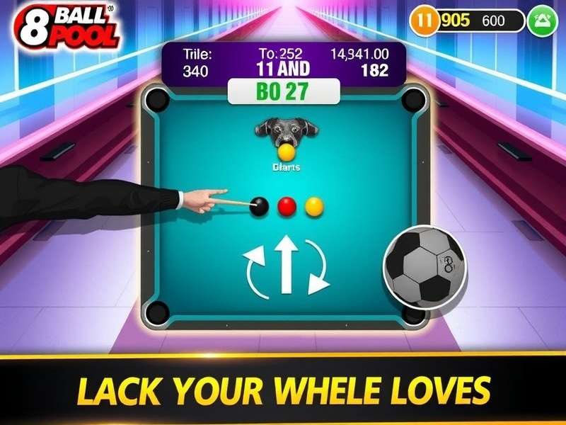 8 Ball Pool Unblocked 2 Player game interface showing two-player mode on a green pool table with golden accents