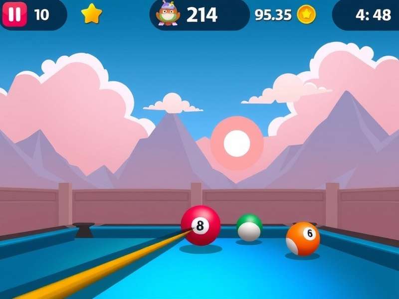 8 Ball Pool Unblocked 66 gameplay interface showing pool table with balls in triangle formation